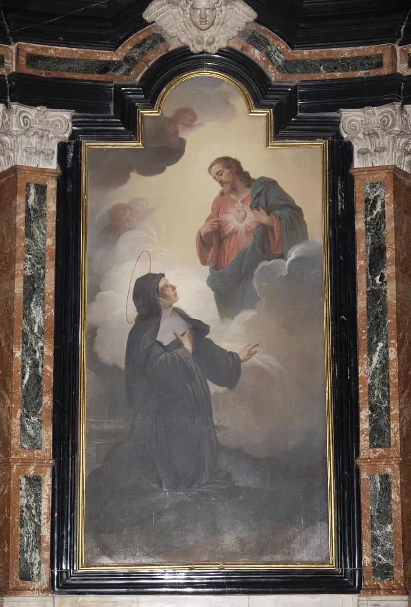 Santa Margherita Alacoque in adorazione del Sacro Cuore